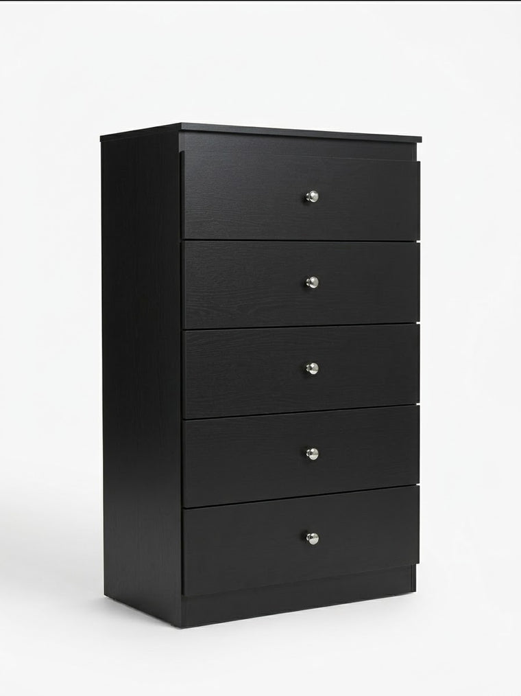 Midnight Black 5 Draw Chest