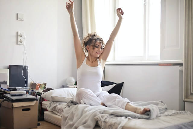 Woman waking up from sleep