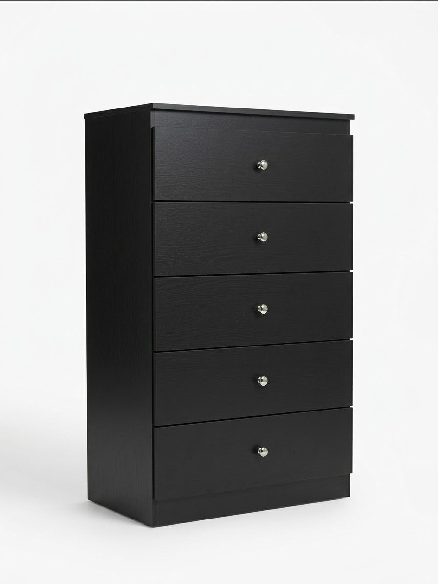 Midnight Black 5 Draw Chest