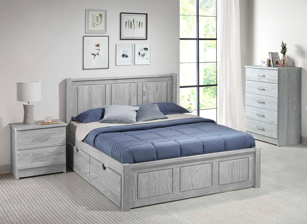 Aspen Platform Bed - Gray With White Engraving