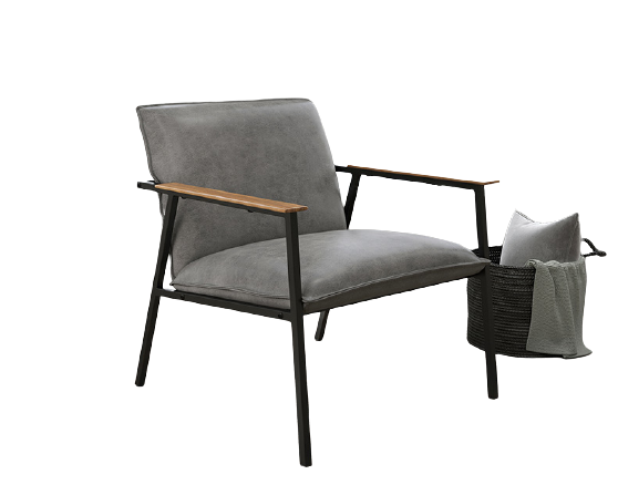 Modern Gray Faux Leather Armchair - Accent Chair
