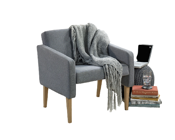 Gray Tweed with Faux Woodgrain Accent Chair