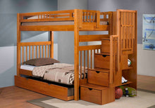 Load image into Gallery viewer, Staircase Bunk Bed Pecan

