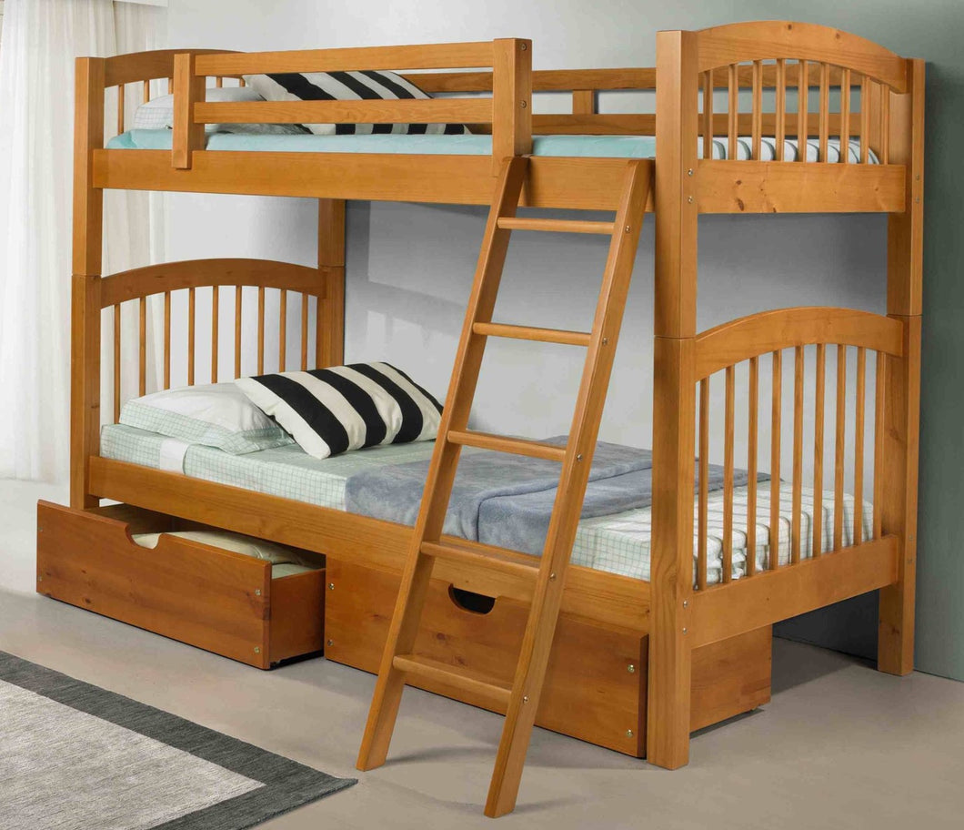 Pecan Twin / Twin bunk bed